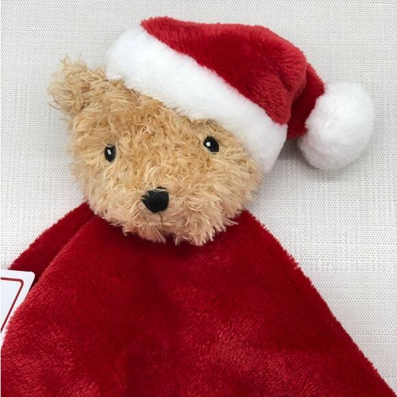 Blankets & Beyond Red Christmas Bear Santa Hat Baby Security Blanket Lovey New - Picture 2 of 3